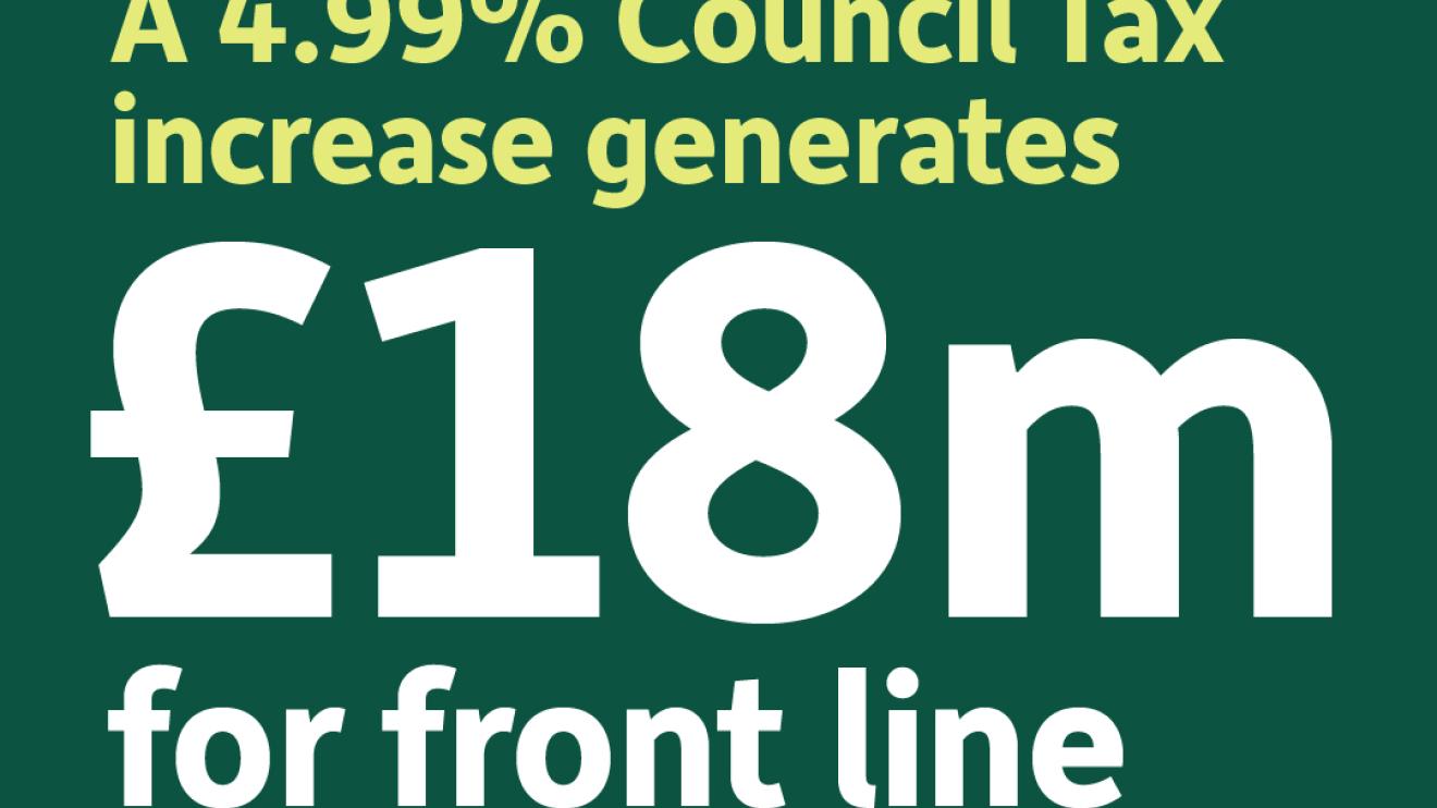 A 4.99% Council Tax increase generates £18m for front line services