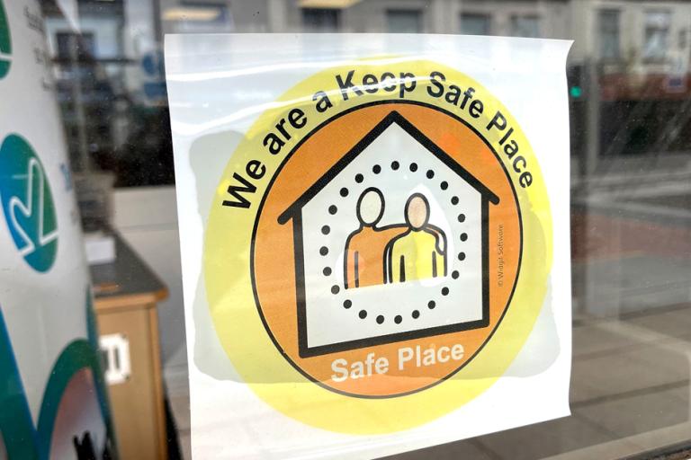 Keep safe place sticker in a window