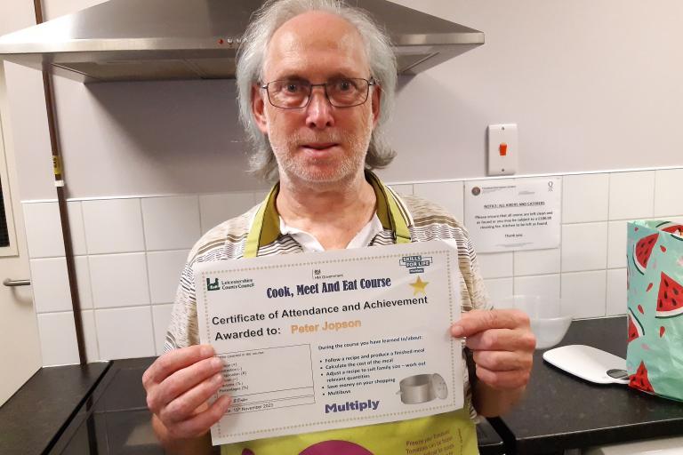 Peter Jopson with Cook, Meet & Eat certificate