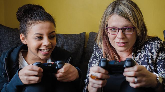 two people playing video games