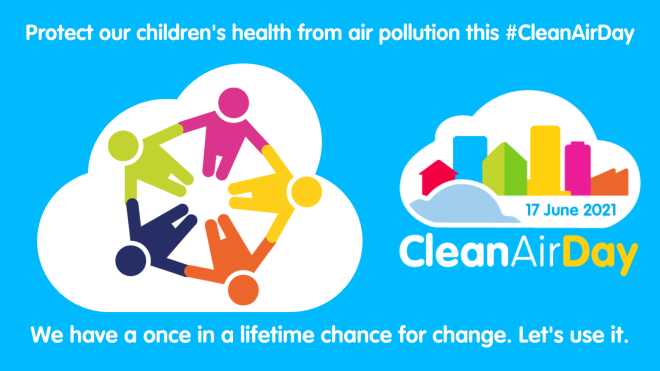 Clean Air Day 2021 banner - protect our children's health from air pollution