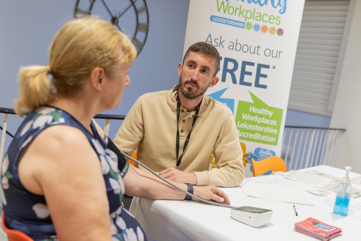 Blood pressure test being carried out